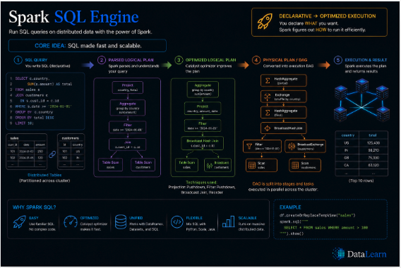 Spark SQL engine workflow infographic
